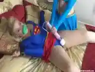 Pair Of Horny Supergirls Playing With Vibrator In Bed