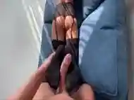 Sexy Footjob &amp; Cumshot On Nylon