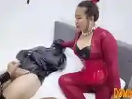 2 Asian Dominatrix Facesitting their White Bondage Slave