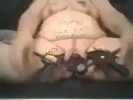 Fat Slut Humiliating Herself Hardcore Major Cunt Lip Stretching With Clamps and Body Writing BDSM