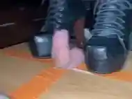 Hard cock trample and trampling with high heel boots