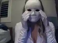 Masked Girl in White Finale! Shy girl struggles to remove her white mask! Help!