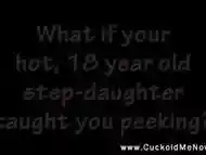 POV Cuckold 12 Teen stepdaughter cuckolds stepdaad creampie eating chastity