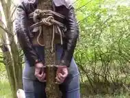 Pissing on a tree