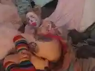 Sad pouty clown held gagged and fucked