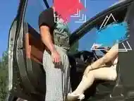 Strict business lady educates the driver for the mess in the car