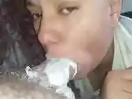 teen slut looking herself in the camera to see the cream pie exploding in her mouth,she love esperm