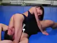 Amirah Adara is having sex during a wrestling match and sucking dick as deep as she can