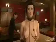 Busty waitress punished