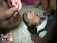 Chav slut creampie gangbang