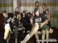 Good looking teen cheerleader sluts get spanked by mature guys