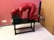 Red Bondage Suit Sub Girl