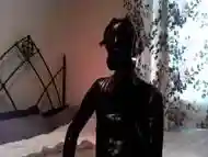 Cumshot in Latex Rubber and Gas Mask