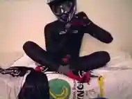 Drinking cum in wetsuit