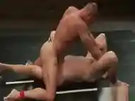 Muscular jocks wrestling before oralsex