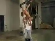 Rough handjob and bondage with cute twink and kinky daddy