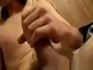 Straight buds stroke their cocks while handcuffed together