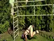 Totally Naked Slave Outdoor Public In Harness Balls Bdsm Cbt