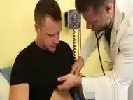 Tugged submissive hunk gets bound by doctor