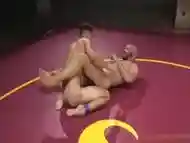 Wrestling submissive hunk gets cum in mouth