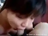 Oriental honey sucking cock and fucking her BF