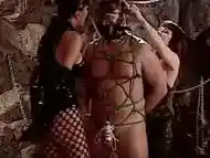 A couple getting played by dominatrix