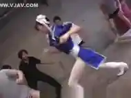 Chun-Li Cosplay Japanese Babe in huge bukkake gangbang