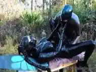 Kinkyrubberworld in The Fucked Gothic Fairy On The Forest Bench - FanCentro