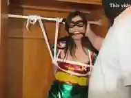 Robin bound and gagged superheroine