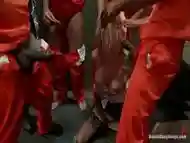 Sexy Blonde Prison Warden with Big Tits gets Gangbanged by Horny Inmates