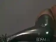 Slave boy enjoys a good beating from his Dom before licking his cum from her shoe