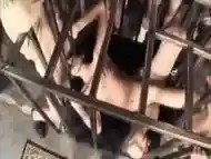 Slut in a Cage is Gangbanged