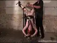 Upside down pussy punishment and swedish amateur bdsm of redhead slavegirl in candle wax pain and spanking in device