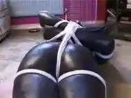 strict hogtied in catsuit