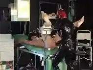 Gasmask electro latex femdom