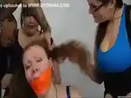 Thick Redheaded Bondage Slut Heavily Gagged By Three Lezdom Mistresses