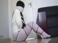 Asian Girl In Straitjacket Panics