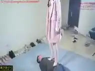 Chinese Mistress Tramples Her Slave All Over His Body And Neck