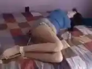 Cutie Hogtied On Bed