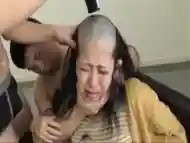 japanses girl head shaving