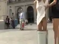 Babe fucked on stone in public park