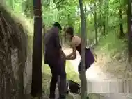 Gorgeous anal slave fucked in public park