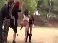 Petite Euro slave disgraced in the park