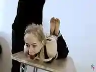 Beauty Olesya barefoot hogtied