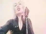 Latex Mistress: collar and leash FemDom training for good submissive! Arya Grander rubber Domme POV