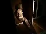 Naked bound girl locked in a closet
