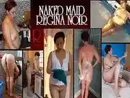 Nudist housekeeper Regina Noir cleans a house and cooks, takes a shower and masturbating. Naked maid. Naked housewife. FULL