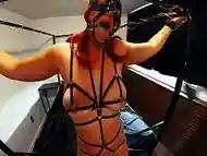 Strappy Spider Gag - Black Skye - Real amateur POV BDSM bondage couple porn