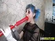 Amazing Deepthroat Sucking on Balloon