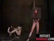 BDSM babe toying other slaves tight asshole